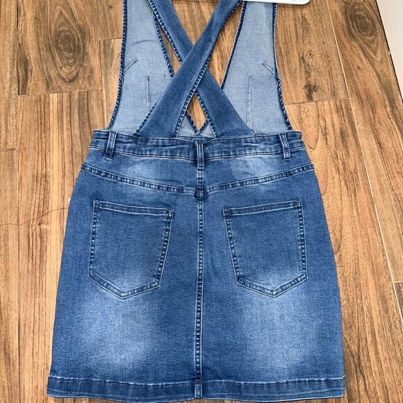 BOUTIQUE EASEL BRAND WOMENS OVERALL DENIM OVERALL DRESS NEW - Picture 3 of 5